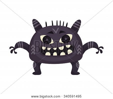 Funny Monster Standing With Open Mouth Feeling Happiness And Joy Vector Illustration