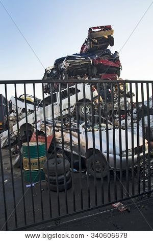 Car Scrap With Old And Damaged Cars
