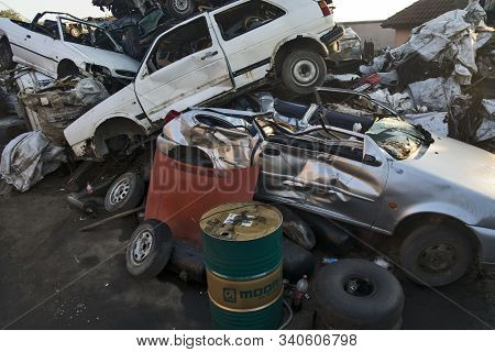 Car Scrap With Old And Damaged Cars