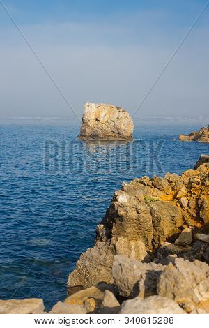 Papoa Cliffs And Sea In Peniche. Portugal