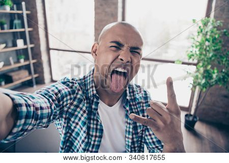 Portrait Of Charming Lovely Person People Have Vacation Pank Grimace Feel Content Make Faces Dressed