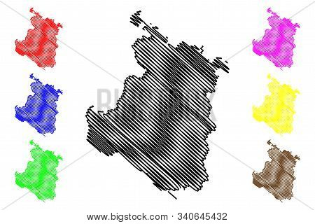 Karlovac County (counties Of Croatia, Republic Of Croatia) Map Vector Illustration, Scribble Sketch 