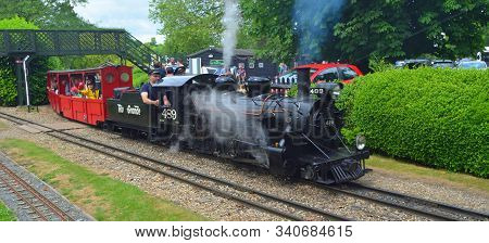 Saffron Walden, Essex, England - June 21, 2015: The Rio Grand Steam Train At Audley End Miniature Ra