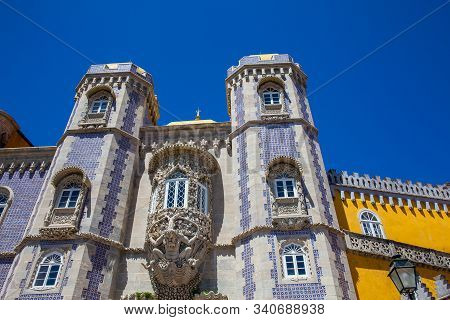 Sintra, Portugal - May, 2018: The Pena Palace A Romanticist Castle Located In Sao Pedro De Penaferri