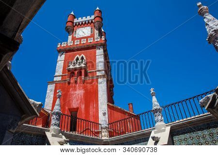 Sintra, Portugal - May, 2018: The Pena Palace A Romanticist Castle Located In Sao Pedro De Penaferri