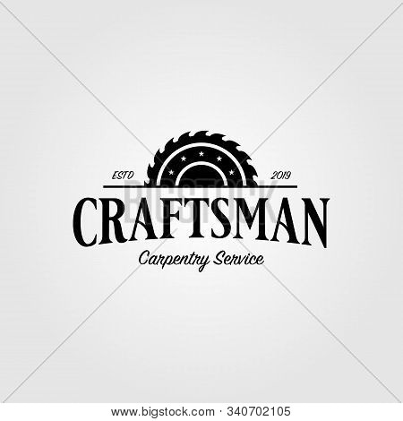 Grinding Craftsman Carpentry Vintage Retro Logo Design Illustration