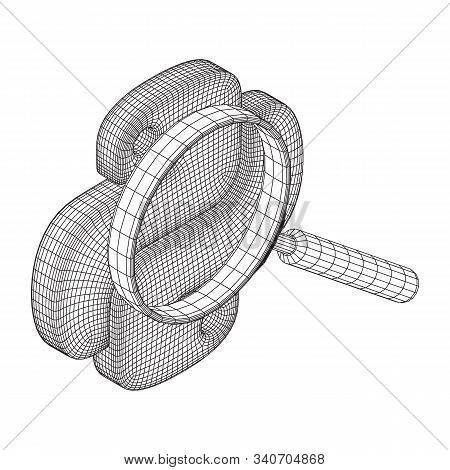 Python Code Language Sign With Magnifying Glass. Programming Coding And Developing Concept. Wirefram
