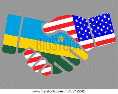 Rwanda And Usa Flags Handshake Vector Illustration Eps 10