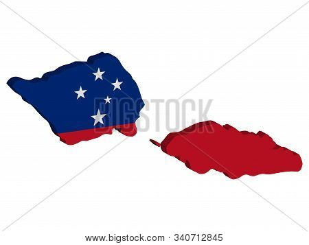 Samoa Map Flag Vector 3d Illustration Eps 10