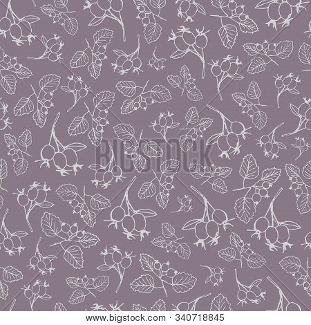 Purple Vector Repeat Pattern With Briar Berries