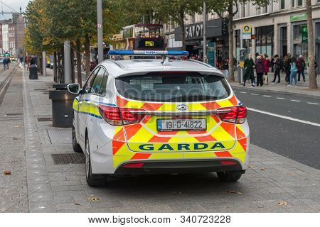 Dublin, Ireland - November 5, 2019: Police Car Of The Republic Of Ireland.