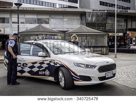 Canberra, Australia - Sep 3, 2018: An Australian Federal Police (afp) Car Parked On The Public Area 