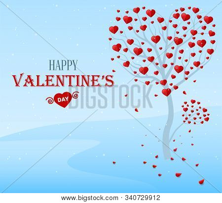Happy Valentines Day. Tree Of The Love. Vector