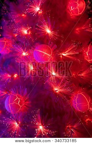 Christmas fiber optic decorated Tree with dectoration,holiday concept.