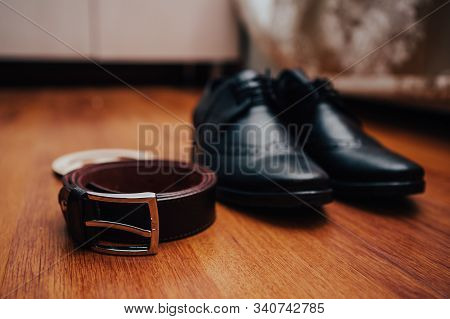 Groom Shoes With A Belt. Men Acccessories For Wedding
