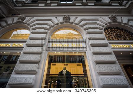 Prague, Czechia - November 3, 2019: Stefano Ricci Logo In Front Of Their Main Boutique For Prague. S
