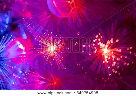 Christmas fiber optic decorated Tree with dectoration,holiday concept.