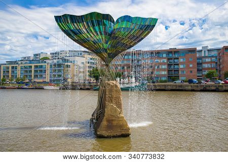 Turku, Finland - June 13, 2015: Harmony Fountain Close-up On A June Afternoon