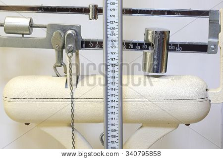 Vintage Weight Scale For Children In The Medical Clinic
