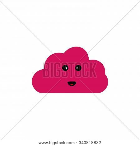 Cute Happy Cloud Icon Vector Illustration White Isolated. Banner, Sticker, Background