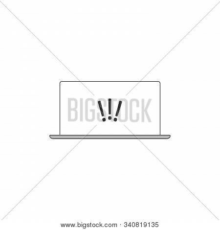 Attention Warning Attacker Alert Sign With Exclamation Mark On Computer Monitor Screen. Beware Alert