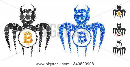 Bitcoin Happy Spectre Devil Mosaic Of Filled Circles In Different Sizes And Color Tinges, Based On B