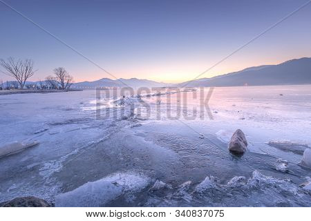 Winter In Korea, Dumulmeori And  Ice Lake Of Yangpyeong In Winter In Korea, South Korea.