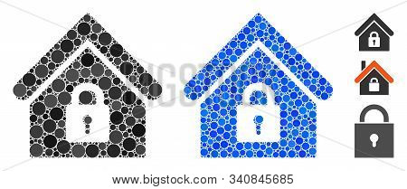 Lock Building Composition Of Small Circles In Different Sizes And Color Tints, Based On Lock Buildin