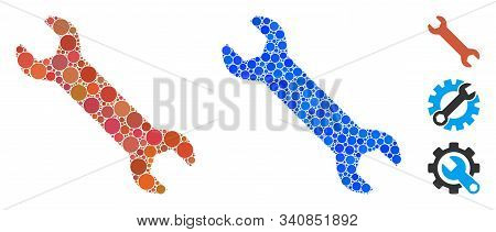 Repair Composition Of Round Dots In Variable Sizes And Shades, Based On Repair Icon. Vector Round Do