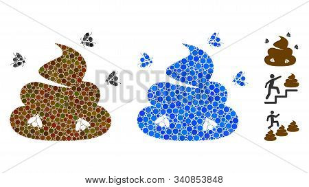Shit Flies Mosaic Of Filled Circles In Various Sizes And Color Tints, Based On Shit Flies Icon. Vect
