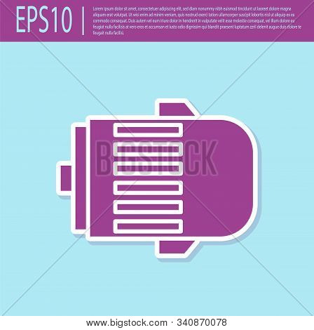 Retro Purple Electric Engine Icon Isolated On Turquoise Background. Car Alternator. Vector Illustrat