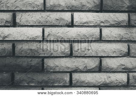 Brickstone Wall In Black And White Vintage Style, Picture Background Photo With Copy Space
