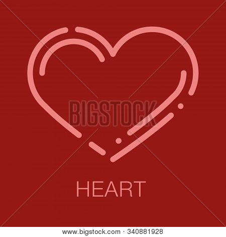 Valentines Line Icon Card On Red Background
