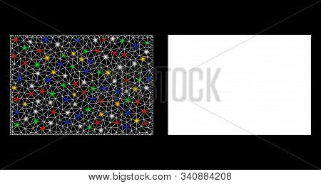 Glowing Mesh Filled Rectange Icon With Lightspot Effect. Abstract Illuminated Model Of Filled Rectan