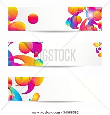 Abstract web banners with colorful arc-drop for your www design