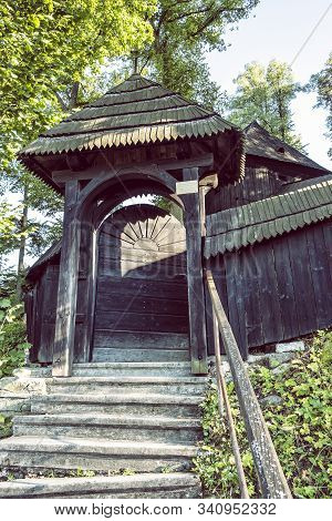 Wooden Articular Church Of Lestiny, Slovak Republic. Architectural Theme. Travel Destination.