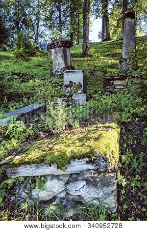 Old Tomb Stones, Wooden Articular Church Of Lestiny, Slovak Republic. Architectural Theme. Travel De