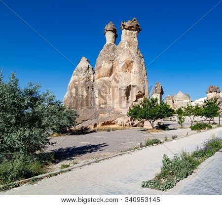 Magic Fungous Forms Of Sandstone In The Canyon Near Cavusin Village, Cappadocia