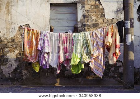 Laundry Hanging Out To Dry In The Sunlight, Old Quarter, Suzhou, China