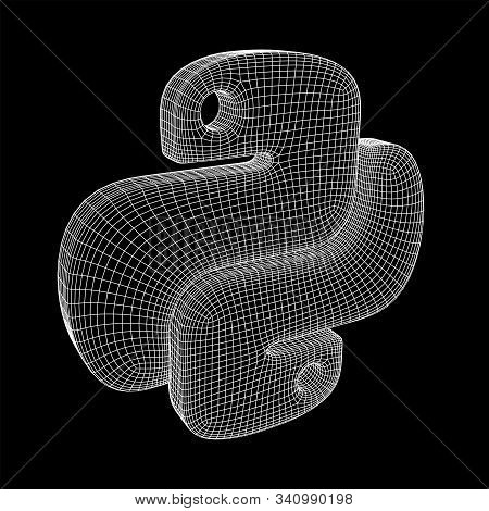 Python Code Language Sign. Programming Coding And Developing Concept. Wireframe Low Poly Mesh Vector