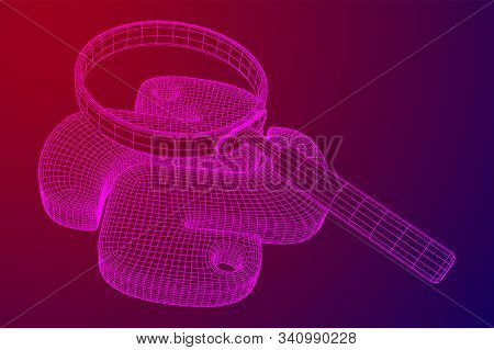 Python Code Language Sign With Magnifying Glass. Programming Coding And Developing Concept. Wirefram