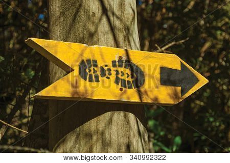 Signboard With Instructions To Hikers In Trail At The Forest Of Aparados Da Serra National Park, Nea