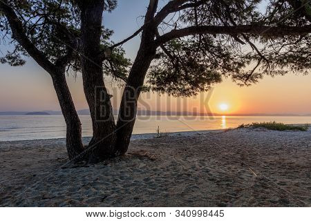 Paragga Beach Near Glarokavos Beach In Kassandra Peninsula. Halkidiki, Greece