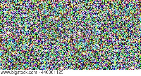 Color Tv Screen Noise Pixel Glitch Seamless Pattern Texture Background Vector Illustration. Analog T