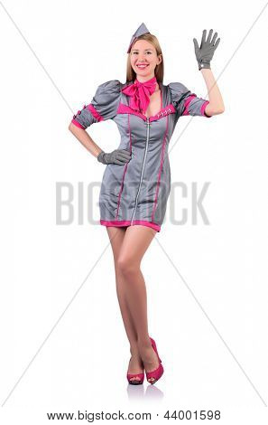 Airhostess แยกต่างหากบนขาว