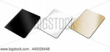 The Mockup Of A Notebook On A Spring Is An Isolated Illustration On A White Background. The Template
