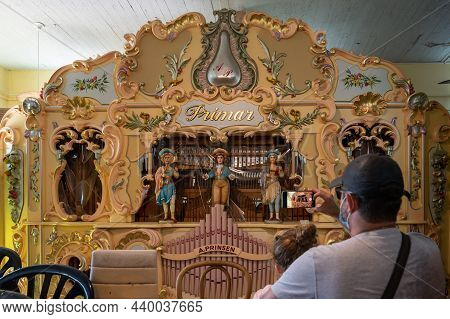 Ein Hod, Israel - September 21, 2021. The Museum Of Mechanical Musical Instruments Or The Nisko Muse