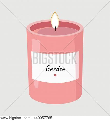 Pink Candles Sticker. Aromatherapy, Water Treatments, Spa, Pleasant Scent. Decoration For Romantic D