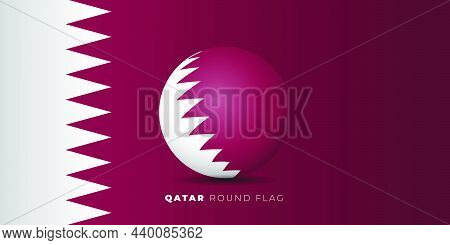 Qatar Round Flag Vector Illustration. Qatar Independence Day Template Design. Arabic Text Mean Is Qa