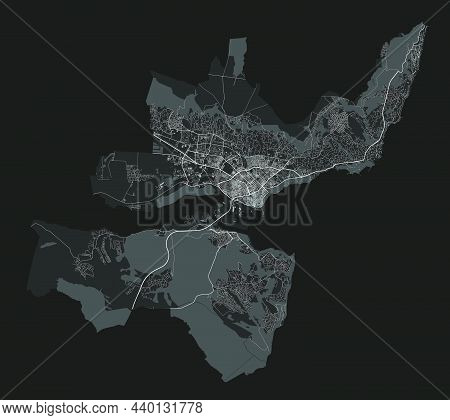 Varna Map. Detailed Vector Map Of Varna City Administrative Area. Cityscape Poster Metropolitan Aria